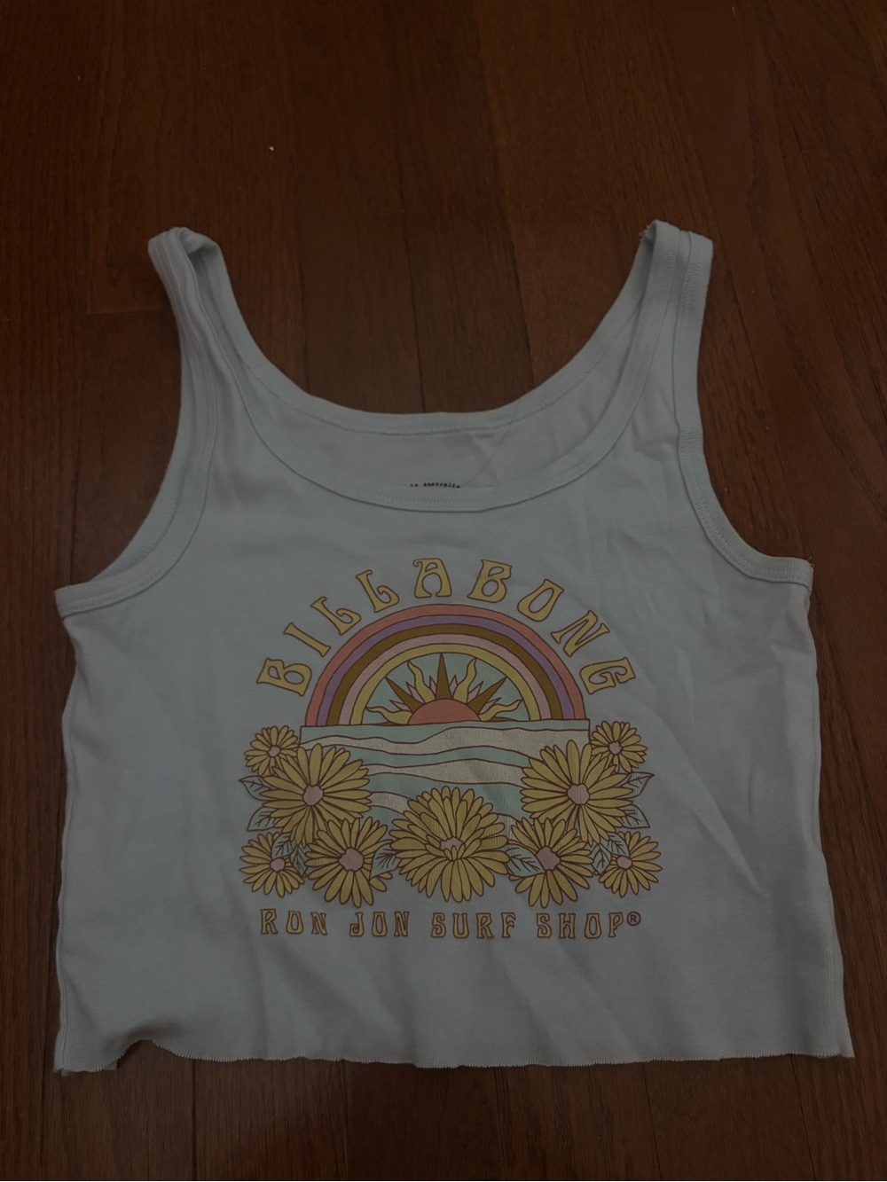 Billabong Light Blue Tank with Sunset Rainbow Graphic